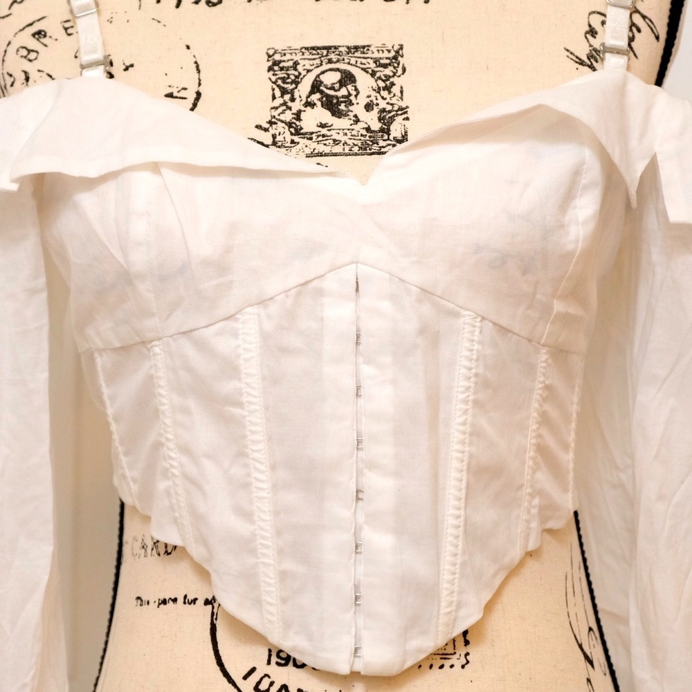 For Love & Lemons White Corset Top Romantic Lace Bustier Bridal Summer Large - Picture 2 of 9
